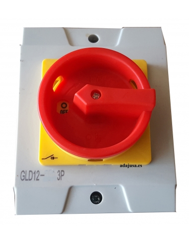 Three-phase switch box 32A 3 Poles yellow-red control