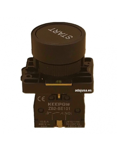 Black pushbutton inscription "START" full open contact (NO) - OUTLET