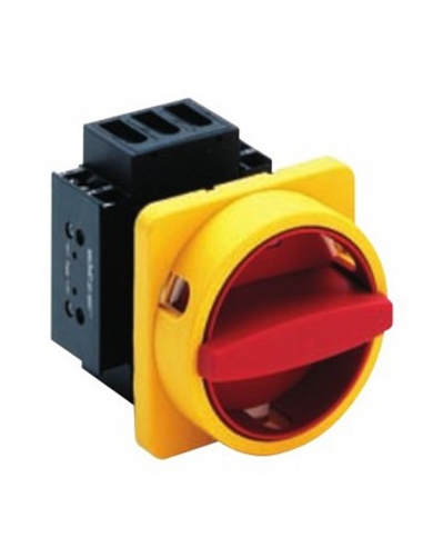 Interruptor trifásica 32A Tamanho 67 botão amarelo-vermelho