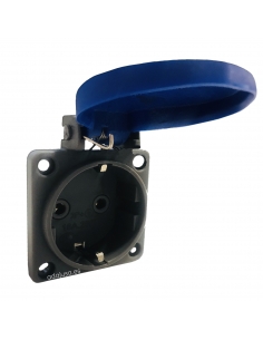 16A 2P T schuko horizontal recessado plugada IP-44 2