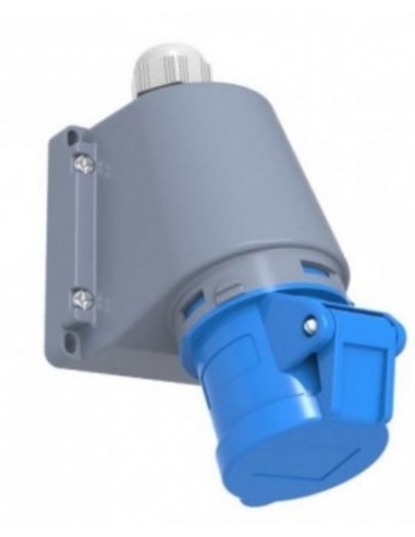 CEE-CETAC 16A 2P T plug socket with 90o IP-44 surface box