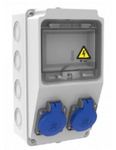 Box outlets 5 MODULES IP44 with bases 2 of 16A 2P+T front