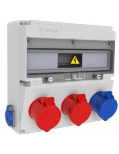 Saídas de caixa 17 módulos BASES IP44 2x32A 3P+N+T 1x32A 1P+N+T e 16A Schuko