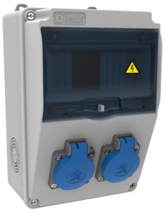 Box outlets 7 MODULES IP44 with bases 2 of 16A 2P+T front