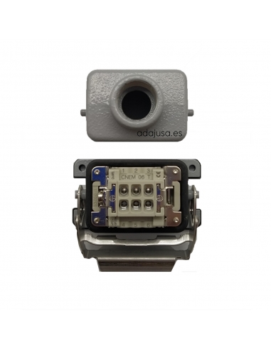 Full multipolar connector 6 poles and recessed ground vertical output Pg16