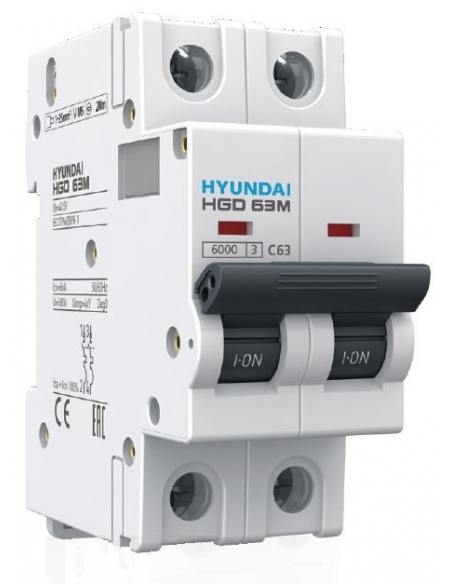Disjuntor de circuito de 2 pólos 80A 10kA - Hyundai Electric