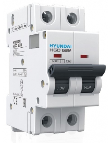 Disjuntor de circuito de 2 pólos 125A 10kA - Hyundai Electric