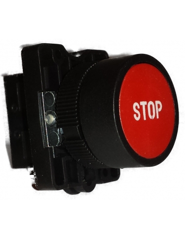 Red pushbutton (with inscription "STOP") contact closed (NC) complete