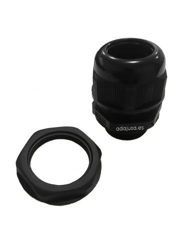 Black polyamide M12 cable glands with nut