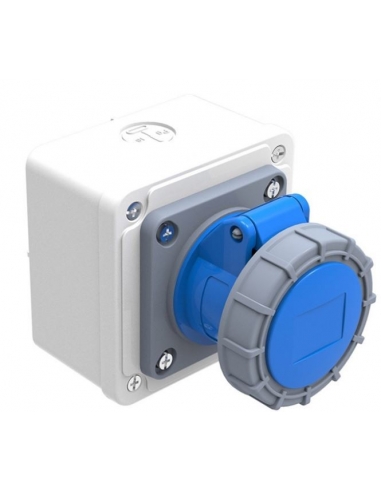 CEE-CETAC 32A 2P-T plug socket with IP-67 surface box