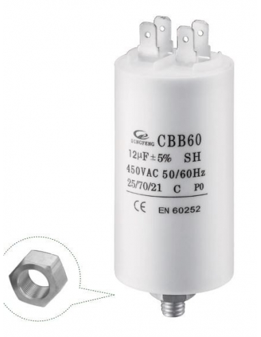 4uF 450Vac permanent capacitor with CBB60 terminals adajusa
