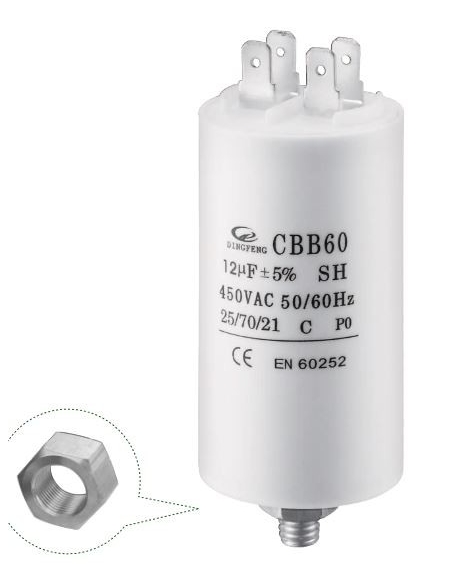 Capacitor permanente 35uF 450Vac com terminais CBB60 adajusa