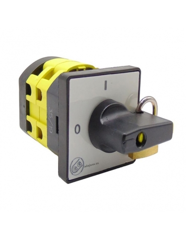 Giovenzana 4-pole 40a switch with 48x48mm front control black lever | adajusa