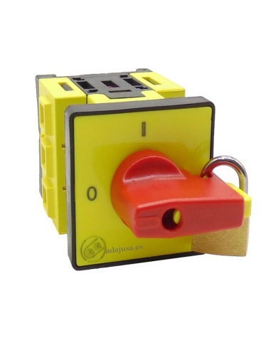 Disconnector switch 3 poles 32A full 48x48 yellow red lever with lock sq giovenzana series