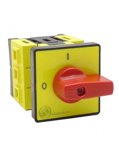 Disconnector switch 4 poles 32A full 48x48mm red - Giovenzana