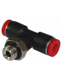 "T" fitting with center thread 1/8 tube diameter 6