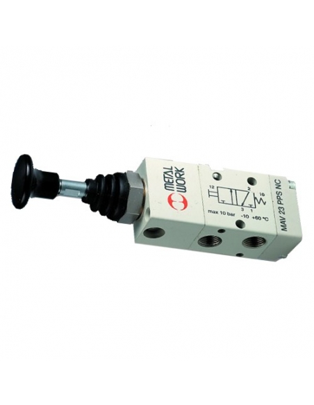 Monostable handle valve 1/8 3/2 NC Metal Work - ADAJUSA