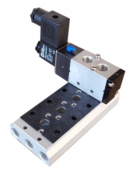 Multiple base for 3/8 5-way valves Mindman 300 series - ADAJUSA