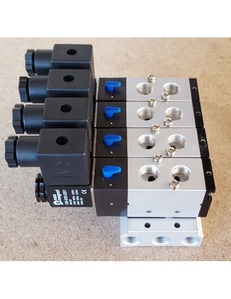 Multiple base for 3/8 5-way valves Mindman 300 series - ADAJUSA