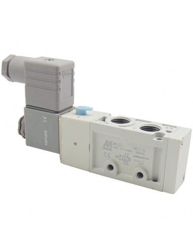 Solenoid valve 3/8 5 way monostable coil 24Vac Mindman S.300 - ADAJUSA