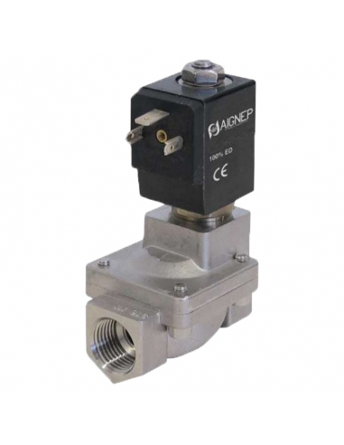 Electrovalvula de fluido 2 2/2 230Vac 22VA unidade indireta INOX FKM