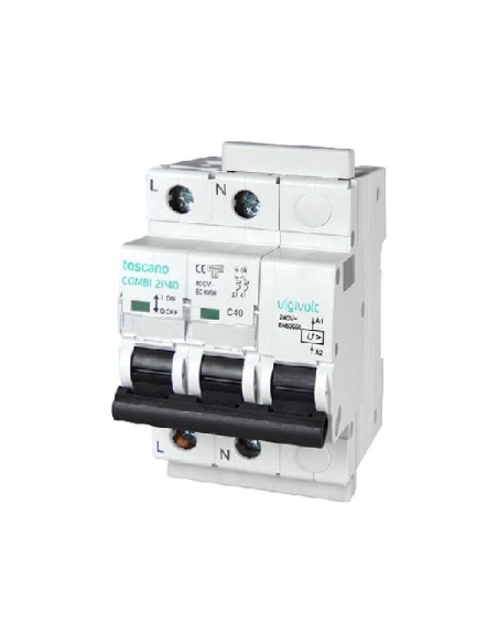 Protetor de surto permanente + IGA 2x40A 10kA - Toscano