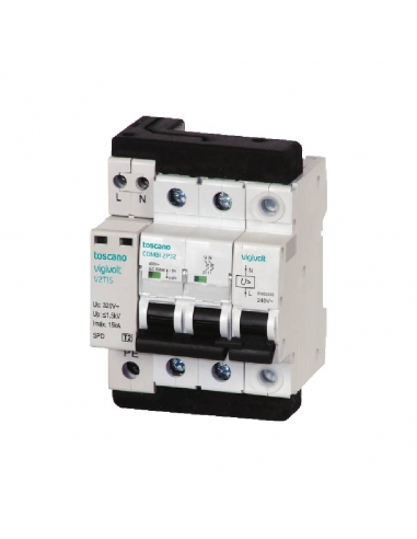 Transient and permanent surge protector + IGA 2x25A 10kA biphasic Vigivolt toscano Adajusa