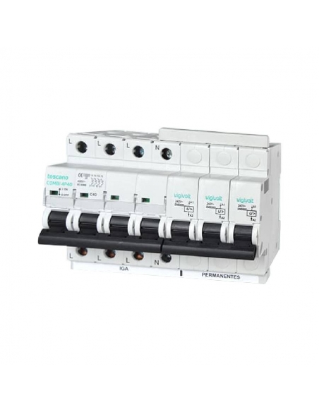 Permanent surge protector + IGA 4x25A 10kA - Toscano