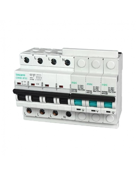 Compact transient and permanent surge protector + IGA 4x20A 10kA Vigivolt toscano Adajusa