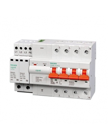 Transient and permanent surge protector plus undervoltage IGA 4x63A automatic rearmament Vigivolt toscano Adajusa