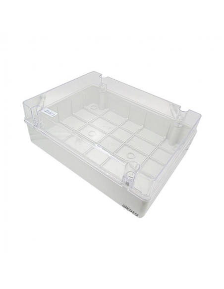 Caixa de plástico 400x300x130mm tampa transparente lisa