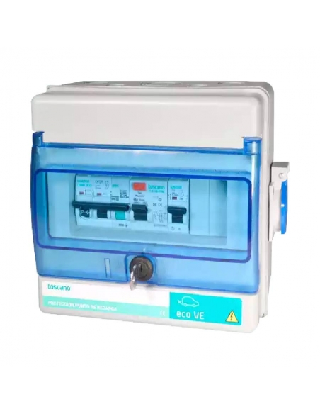 Control and protection panel ECO-VE-COMBI single- single-phase 32A socket Schuko Toscano | ADAJUSA