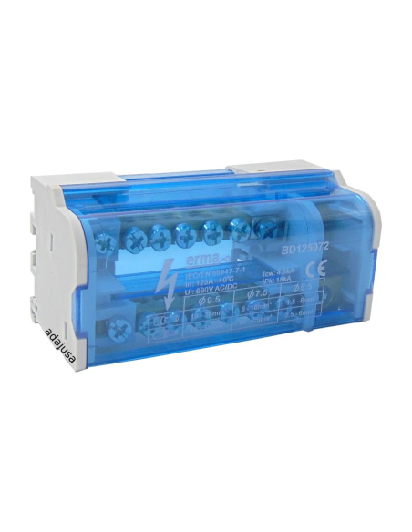Distribuidor de conexão bipolar 7 saídas 125A Adajusa