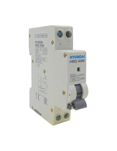 MCB circuit breaker Differential 25A 300mA Class A Narrow Profile - Hyundai Electric