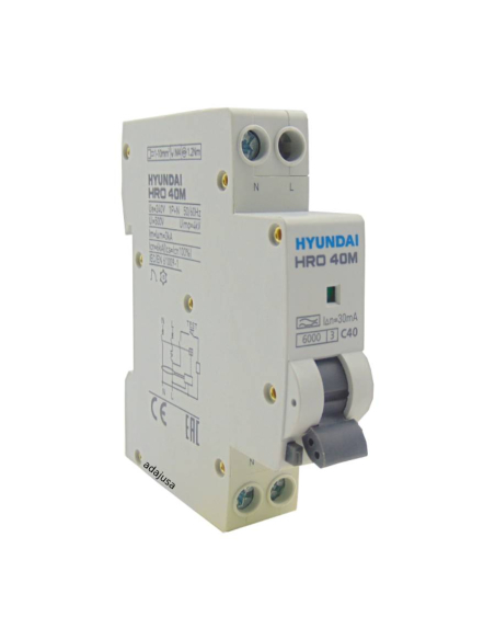 MCB circuit breaker Differential 25A 30mA Class A Narrow Profile - Hyundai Electric