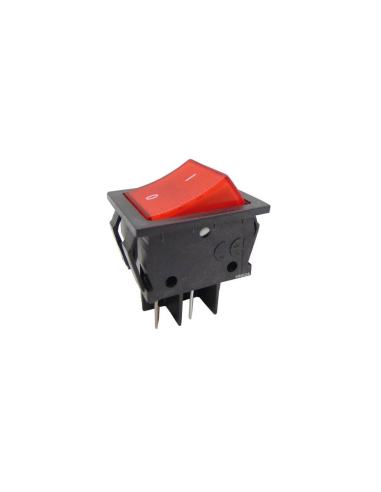 Interruptor luminoso vermelho 16A-250V 2-circuito 28,5x21mm Série Tes | Adajusa