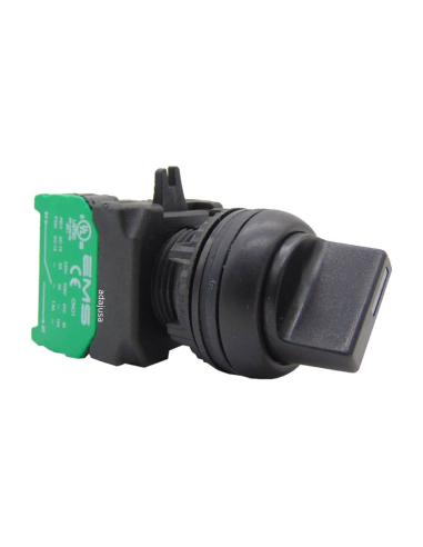 Black selector 2 positions -45+45 open contact (NO) complete - EMS