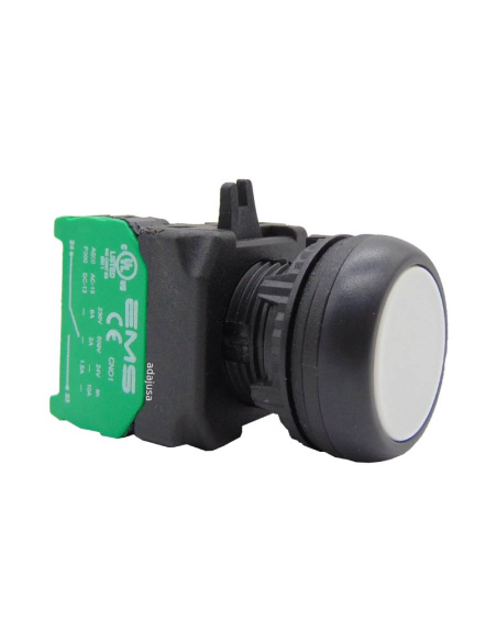 White push button open contact (NO) complete - EMS