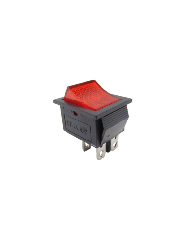 Interruptor luminoso vermelho sem marcação circuitos 16A-250V 2 28,5x21mm Tes| Série Adajusa