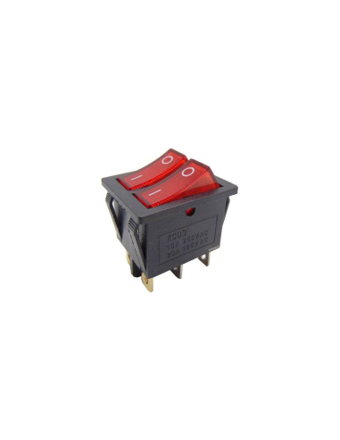 Interruptor vermelho duplo luminoso 16A-250V 28.5x22mm Série de teste | Adajusa