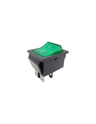 Interruptor luminoso verde 16A-250V 2 circuitos 28.5x21mm Série Tes | Adajusa