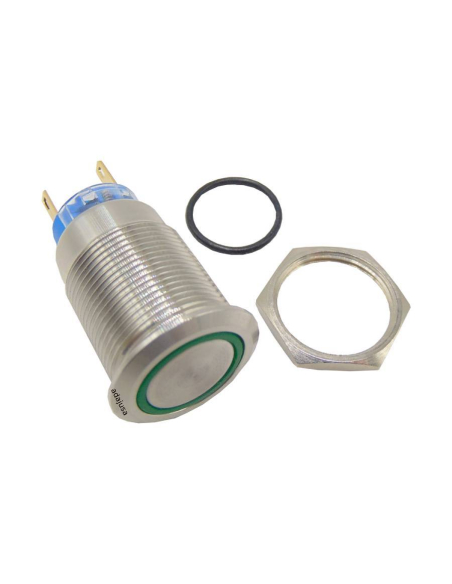 Vandal resistant luminous push button 19mm 1 green contact | ADAJUSA | price