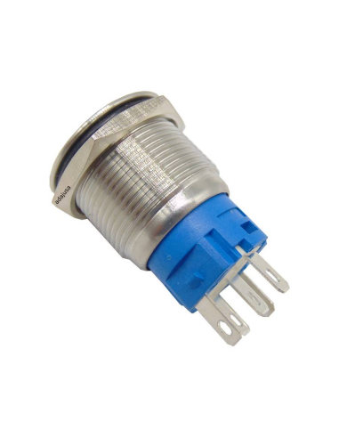 Vandal resistant illuminated push-button-switch 19mm 1 contact blue | ADAJUSA : price