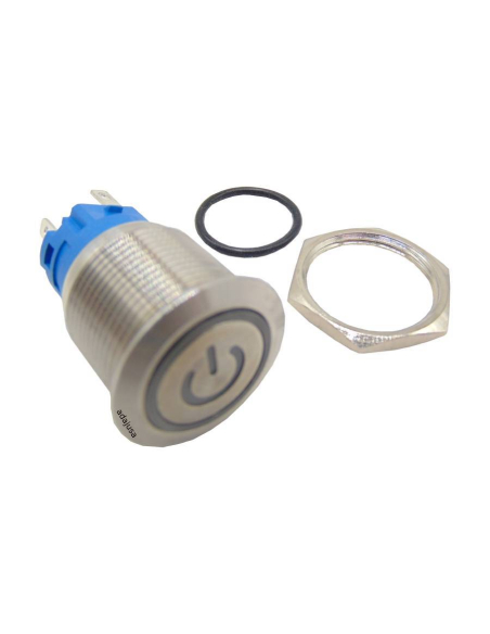 Vandal resistant illuminated push-button-switch 19mm 1 contact blue | ADAJUSA : price