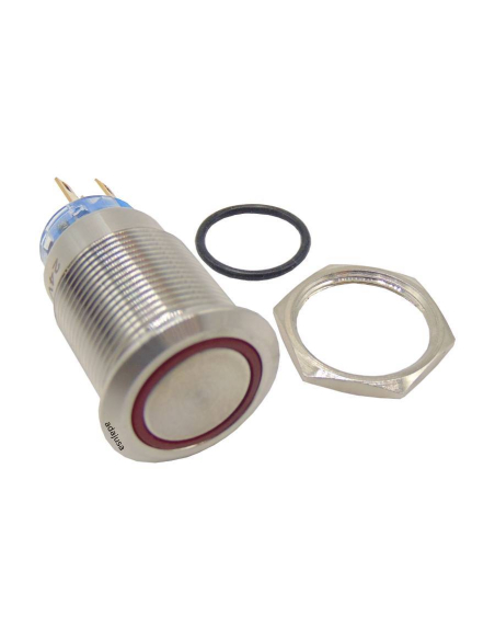 Anti-vandal pushbutton 2 red light contacts - 19mm