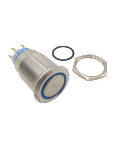 Vandal pushbutton 19mm 2 light contacts 24V blue | price adajusa