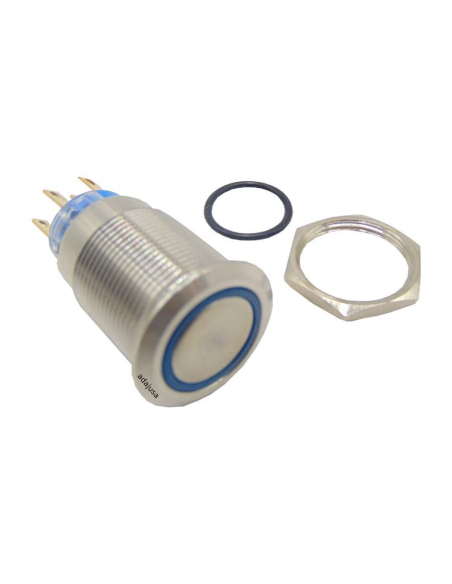 Vandal pushbutton 19mm 2 light contacts 24V blue | price adajusa