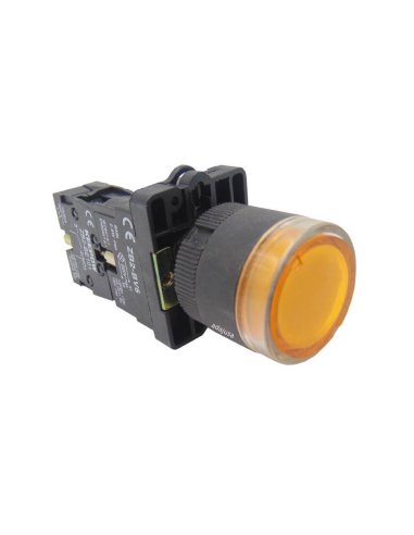 Yellow illuminated pushbutton open contact (NO) complete