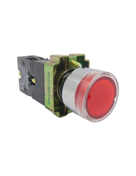 Pushbutton de metal vermelho luminoso contato fechado (NC) completo
