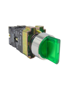 Seletor luminoso verde 2 posições metálicas completas 1 contato aberto NA